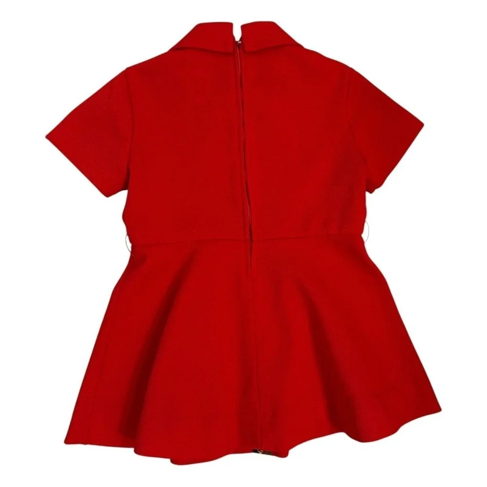 Vintage Lacoste Red Polo Dress Girls Size 4 Pique Plaid Trim